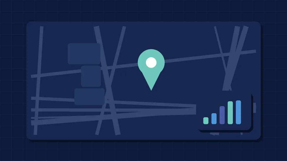 Ilustração de mapa e indicadores financeiros — Consultoria Financeira Empresarial — Zona Sul de São Paulo